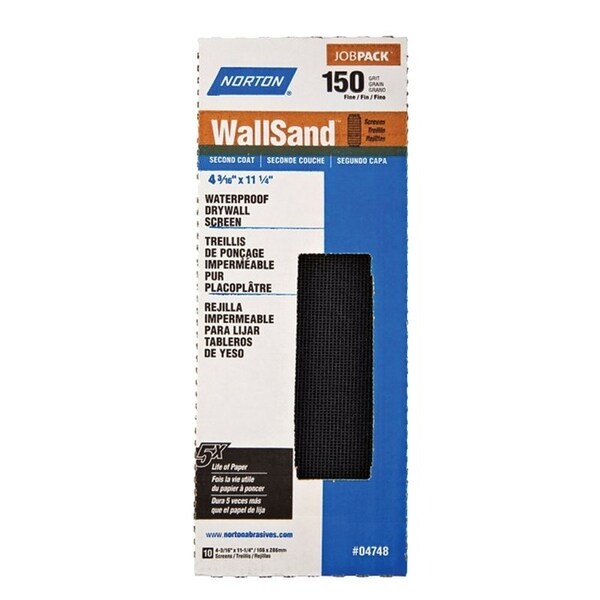 Norton Co WallSand 4748 Sandscreen, 1114 in L, 4316 in W, 150 Grit, Fine, Silicon Carbide Abrasive - 21764