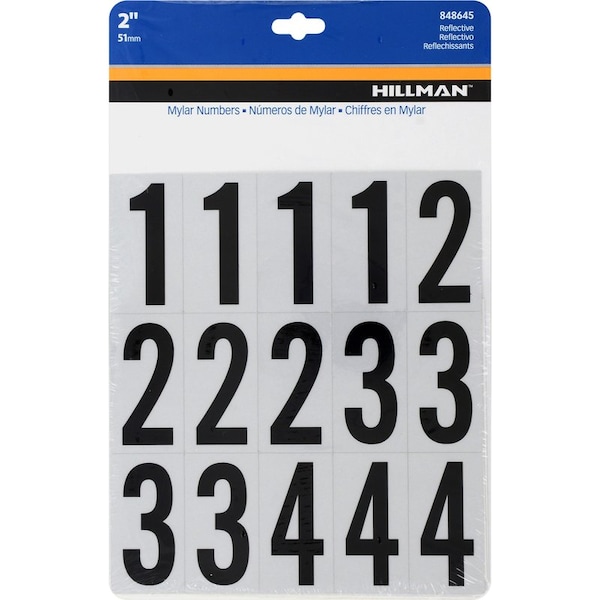 Hillman HILLMAN 2 in. Reflective Black Vinyl Self-Adhesive Number Set 0-9 35 pc - 848645