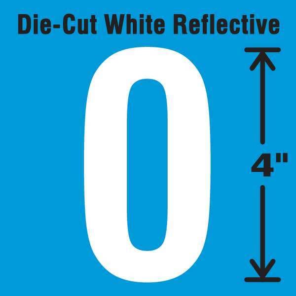 Stranco Die-Cut Refl. Number Label, 0, 4In H, PK5 - DWR-4-0-5