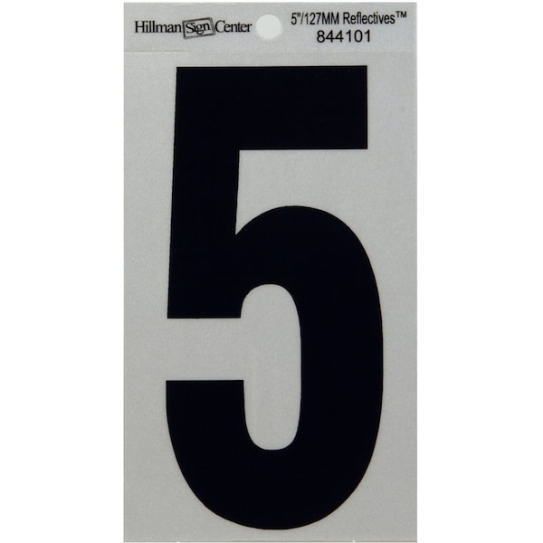 Hillman HILLMAN 5 in. Reflective Black Vinyl Self-Adhesive Number 5 1 pc - 844101