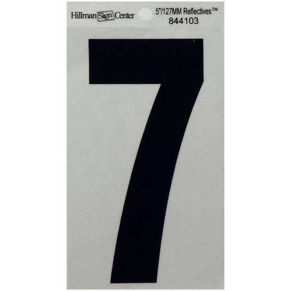 Hillman HILLMAN 5 in. Reflective Black Vinyl Self-Adhesive Number 7 1 pc - 844103