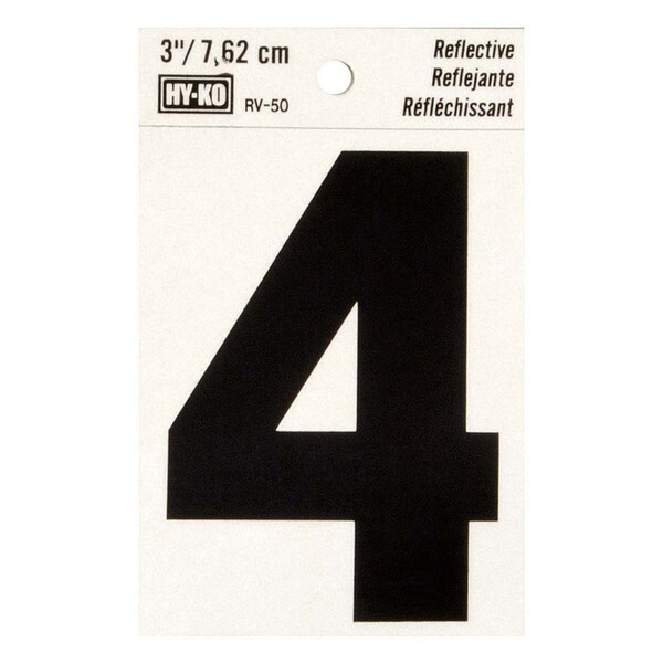 Hy-Ko 3In Reflective Number 4, 10PK - B00445