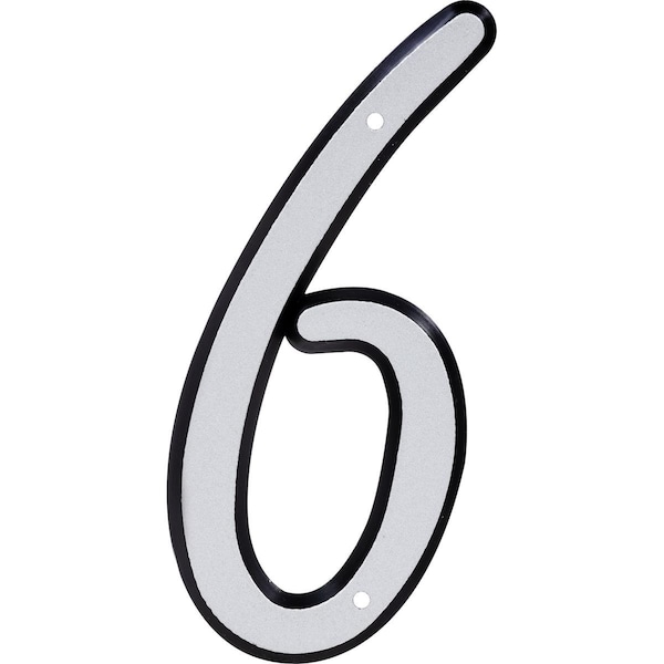 Ornatus Outdoors 4 in. Nail-On Reflective Plastic House Number - 6 - OR2983701