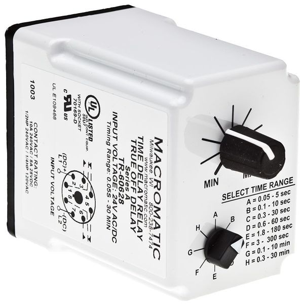 Retardo de Tiempo de Relevador Macromatic, 240VCA, 10A, DPDT, 0.05 seg. - TR-60621