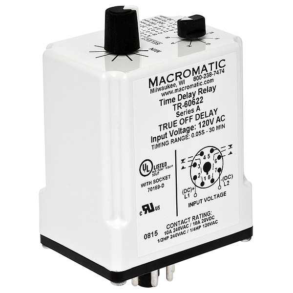 Retardo de Tiempo de Relevador Macromatic, 240VCA, 10A, DPDT, 0.05 seg. - TR-60621