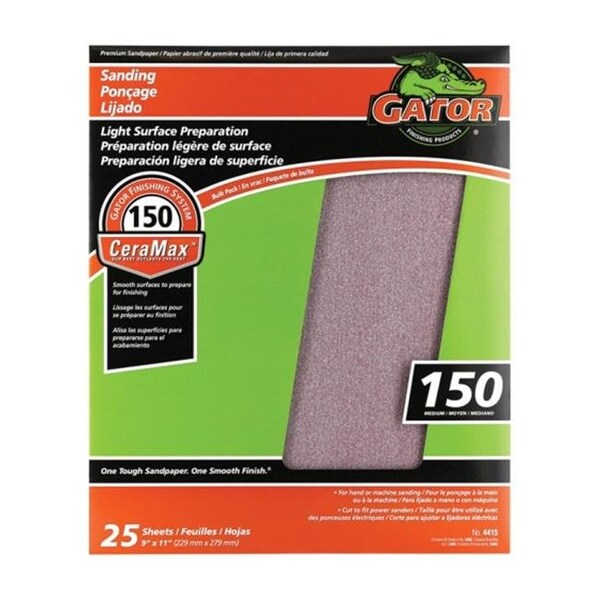 Gator Grit Gator Grit 3405 150 Grit Sandpaper - pack of 25 - 1609411