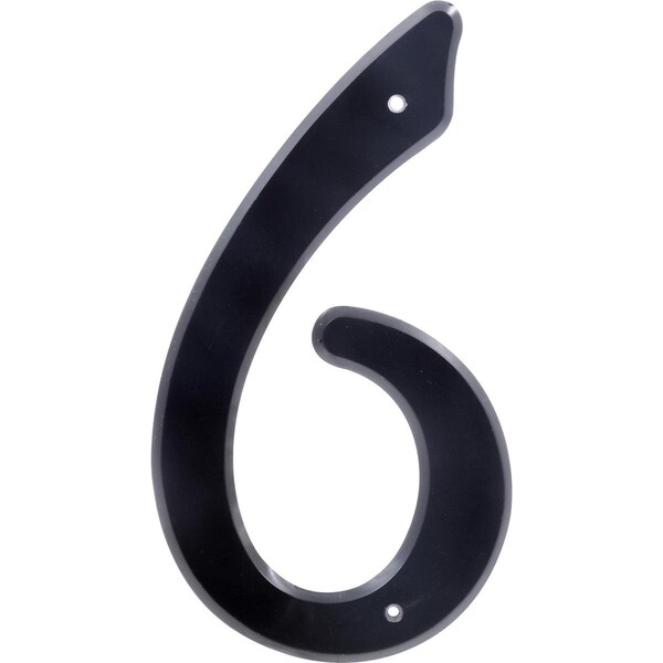 Ornatus Outdoors 4 in. Nail-On Black Plastic House Number - 6 - OR3517674