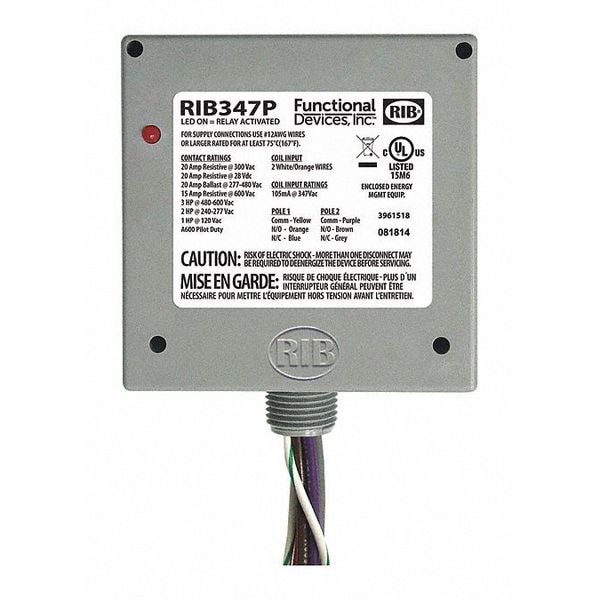 Dispositivo Funcional - Relé encapsulado RIB, 20A, DPDT, Bobina de 347VAC - RIB347P