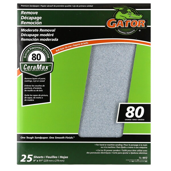 Gator Grit Gator CeraMax 11 in. L X 9 in. W 80 Grit Ceramic Sandpaper 1 pk - 3402