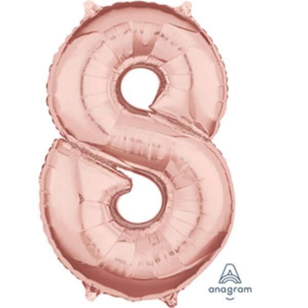 Anagram 26 in. Number 8-Rose Gold-Foil Balloon - 89787