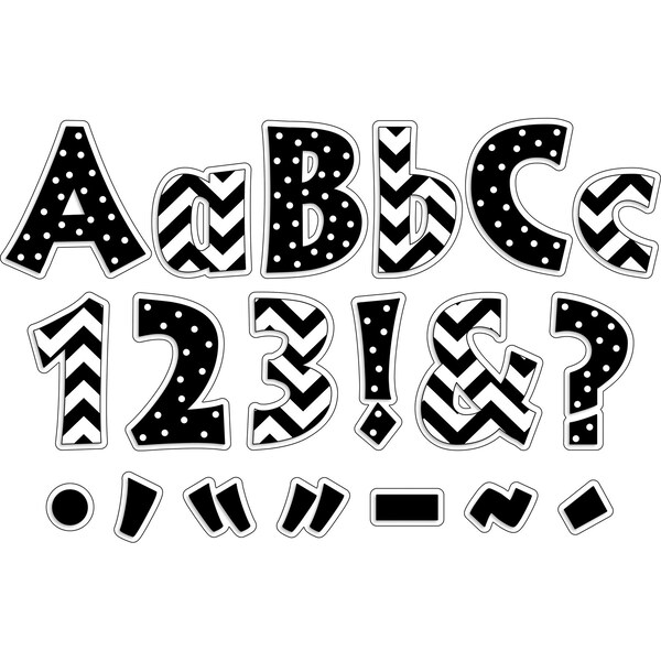 Barker Creek Black Chevron & Dots 4" Letter Pop-Outs, 510/Set - 3643
