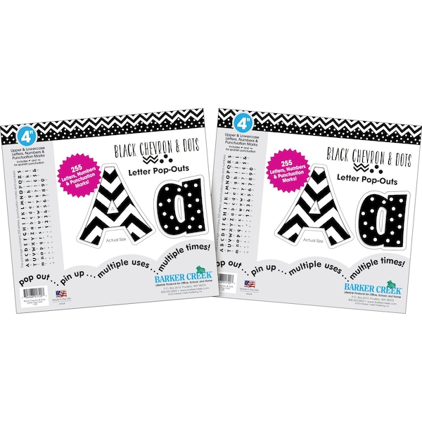 Barker Creek Black Chevron & Dots 4" Letter Pop-Outs, 510/Set - 3643