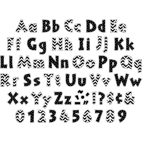 Barker Creek Black Chevron & Dots 4" Letter Pop-Outs, 510/Set - 3643