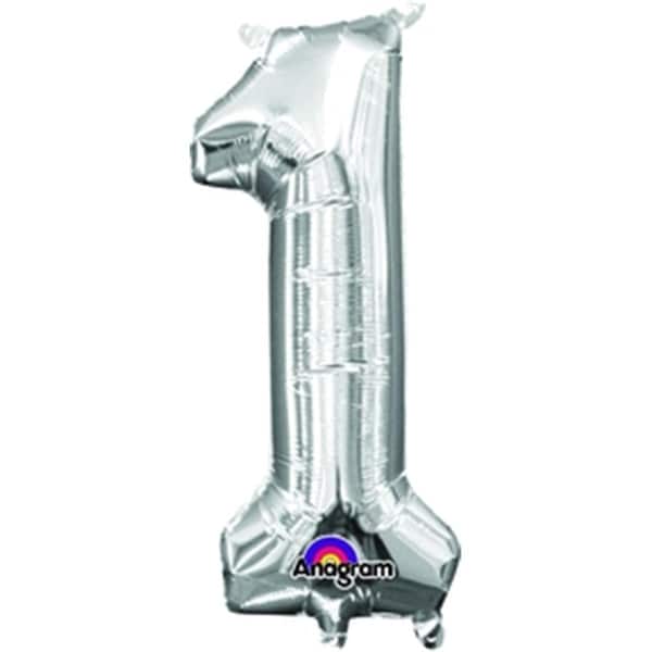 Anagram 16 in. Number 1 Silver Shape Air Fill Foil Balloon - 78523