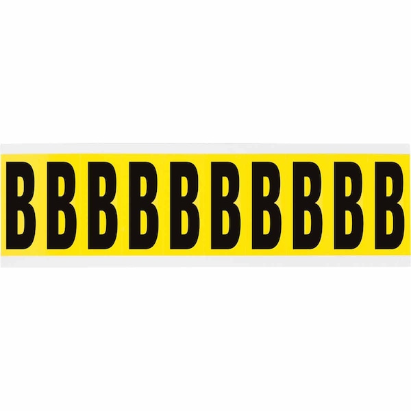 Brady Repositionable Vinyl 2 in Black on Yellow, Letters B Card of 10 Labels - 3440-B