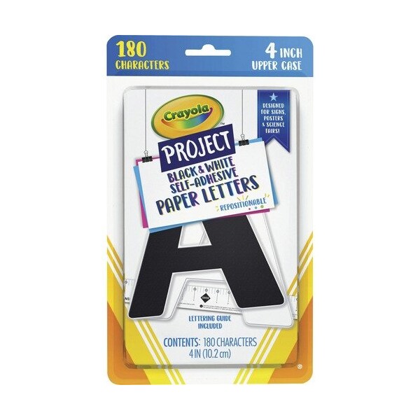 Pacon Letters, Self-adhesive, 4inH, 154 Pieces, Black/White, 180PK - PACP1644CRA