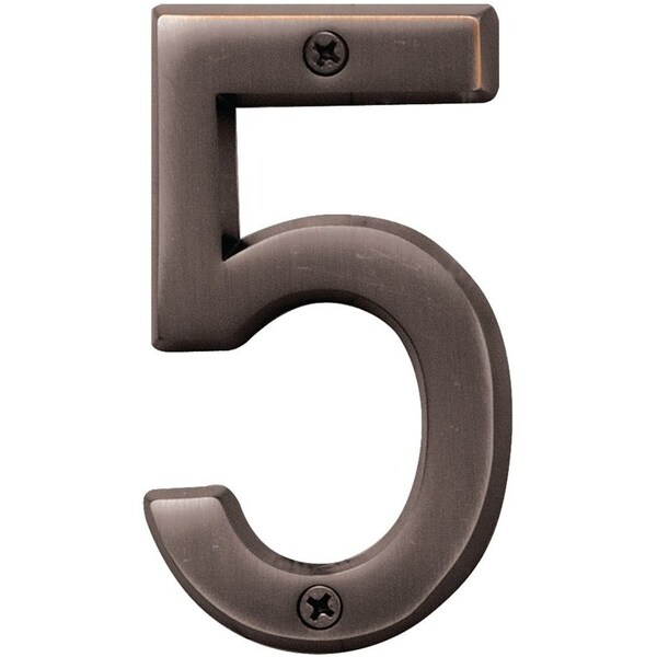 Hy-Ko Prestige Series House Number, Character: 5, 4 in H Character, Bronze Character, Solid Brass - BR-42OWB/5
