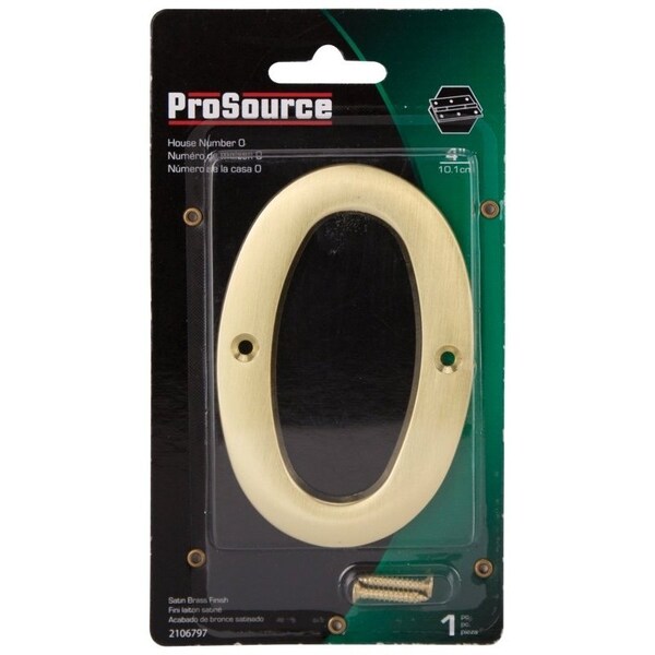 Prosource House Number, Character: 0, 4 in H Character, 2.67 in W Character - N-Z050PB3L-PS