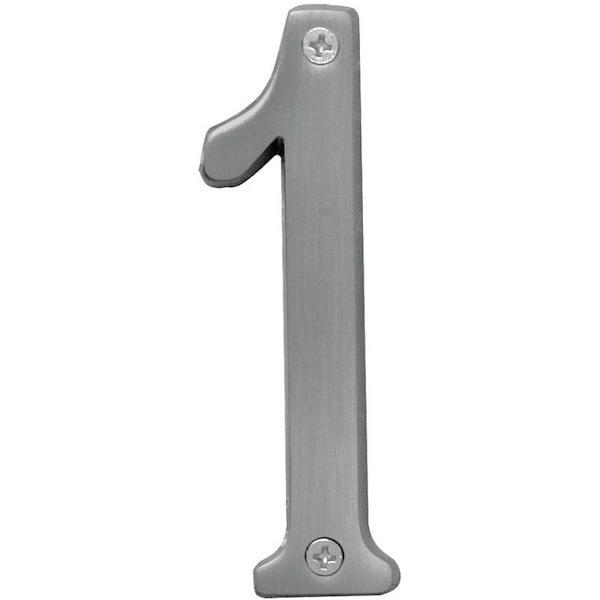 Hy-Ko Prestige Series House Number, Character: 1, 4 in H Character, Nickel Character, Brass - BR-43SN/1