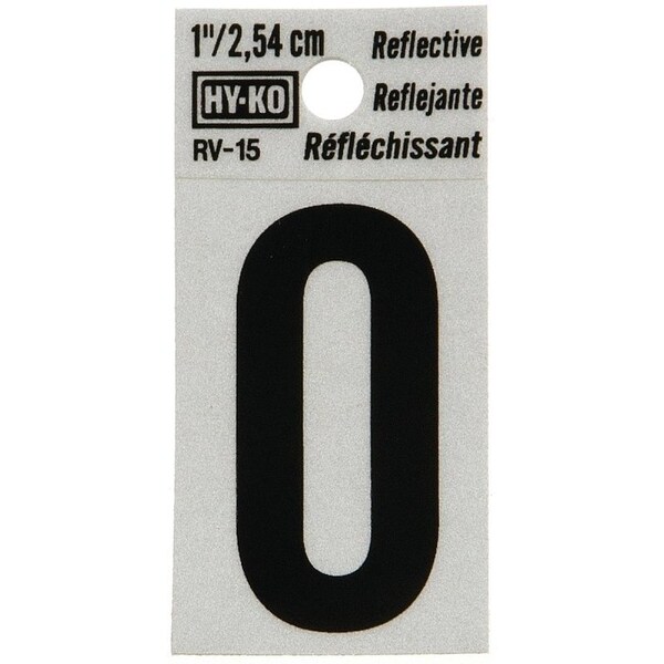 Hy-Ko Reflective Letter, Character: O, 1 in H Character, Black Character, Silver Background, Vinyl - RV-15/O