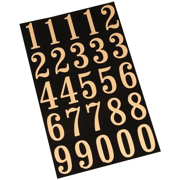 Hy-Ko Packaged Number Set, 3 in H Character, Gold Character, Black Background, Vinyl - MM-5N