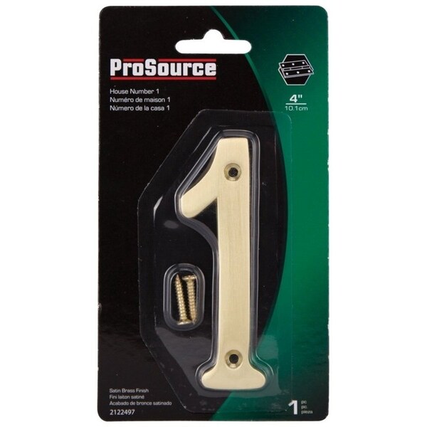 Prosource House Number, Character: 1, 4 in H Character, 1.1 in W Character - N-Z041PB3L-PS