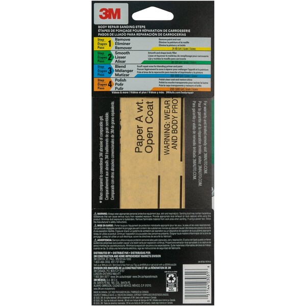 3M Sandpaper 03031, 180 Grit, 3-2/3 in x 9 in, 6/Pack, 20PK - 3031