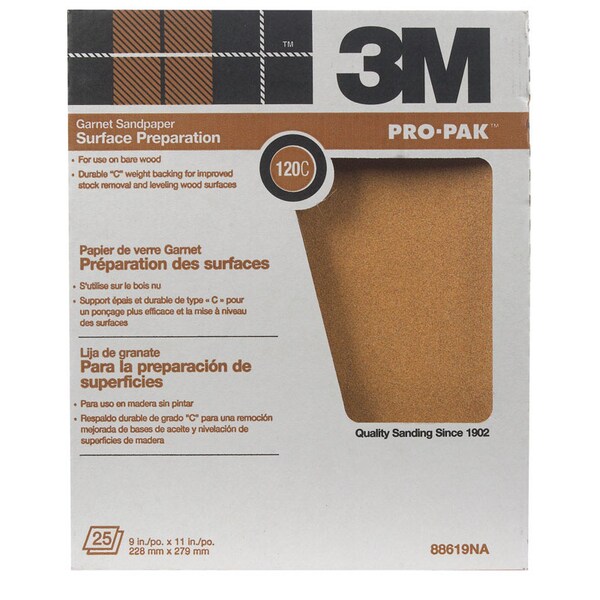 3M 3M Pro-Pak 11 in. L X 9 in. W 120 Grit Garnet Sandpaper 25 pk - 88619NA