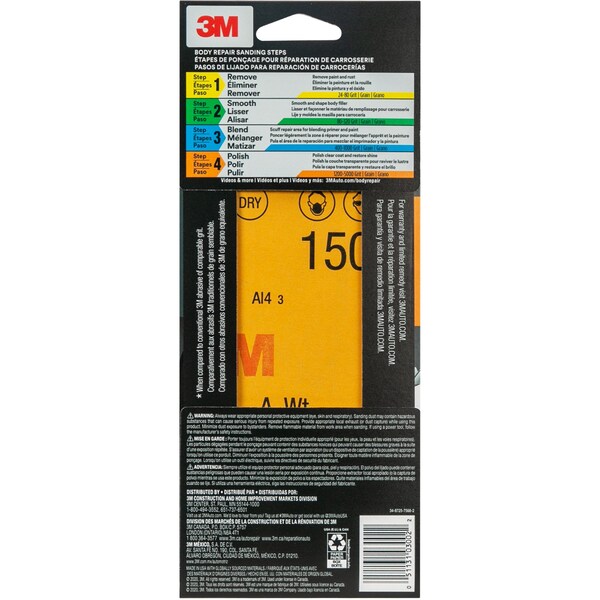 3M Wetordry Sandpaper 03002, 3-2/3 in x 9 in, 1500 Grit, 5/Pack, 20PK - 3002
