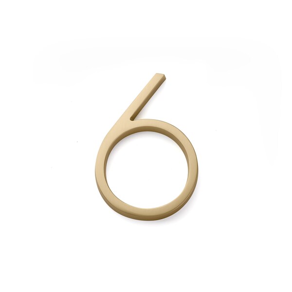 Emtek 7in Modern # 6 House Number Satin Brass Finish - 2836US4
