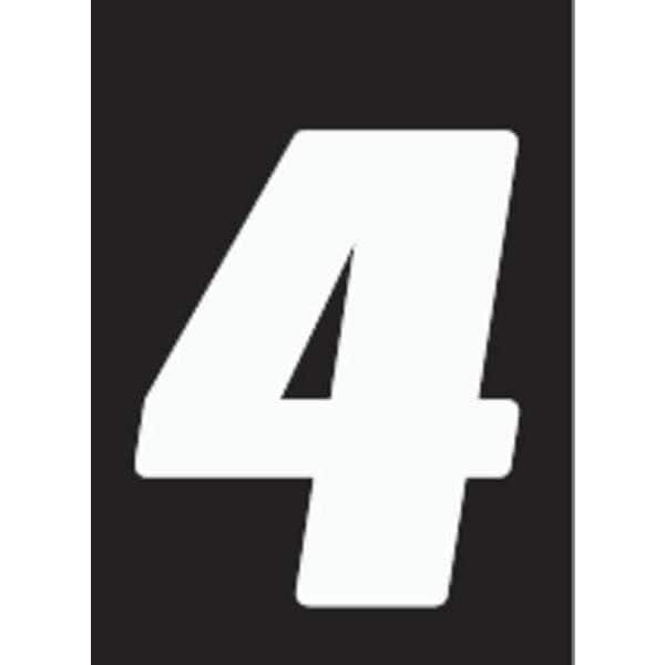 Hardline Products Number Label, Wht, Vinyl, 7in. H, No. 4, PK12 - DB712W-4