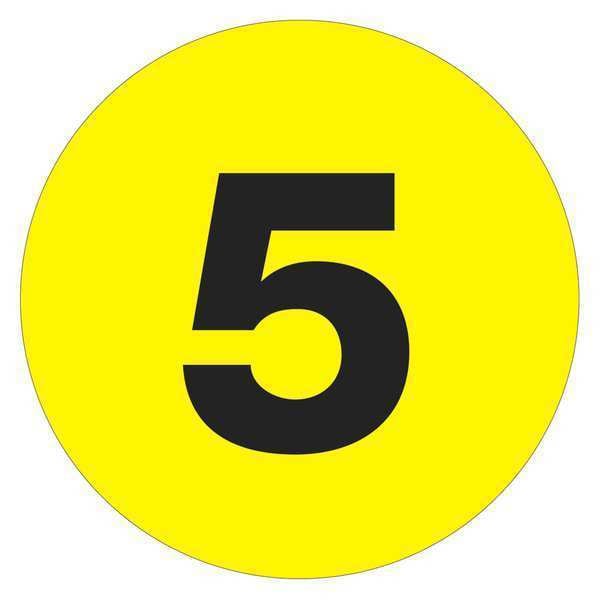 Tape Logic Tape Logic Number Labels, "5", 4" Circle, Fluorescent Yellow, 500/Roll - DL1362