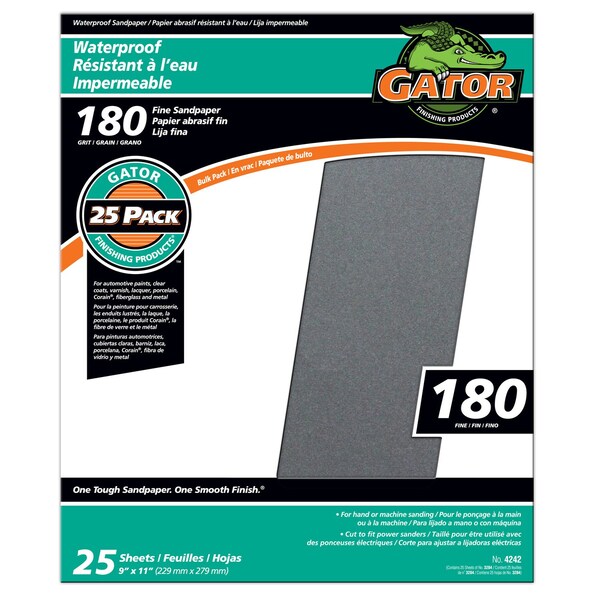 Gator Grit Gator 11 in. L X 9 in. W 180 Grit Silicon Carbide Waterproof Sandpaper 1 pk - 3284