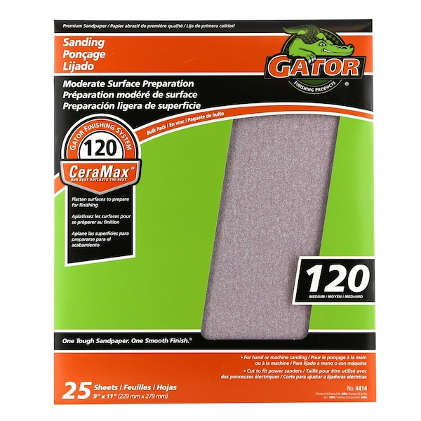 Gator Grit Gator CeraMax 11 in. L X 9 in. W 120 Grit Ceramic Sandpaper 1 pk - 3404