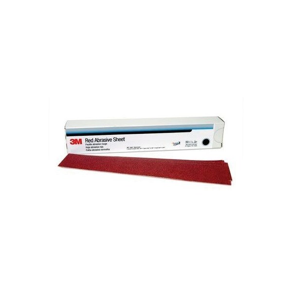 3M 3M Red Abrasive Hookit Sheet, 01182, 2 3/4 in x 16 1/2 in, 40D5, 25PK - 7000119797