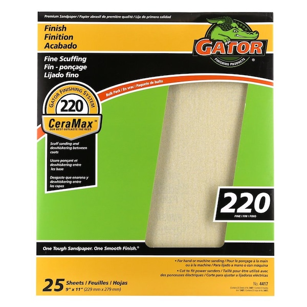 Gator Gator CeraMax 11 in. L X 9 in. W 220 Grit Ceramic Sandpaper 1 pk - 3407