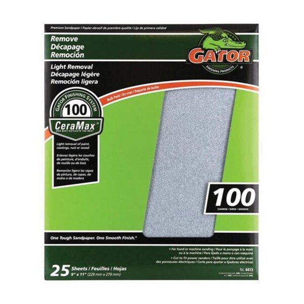 Gator Grit Gator Grit 3403 100 Grit Sandpaper - pack of 25 - 1609403