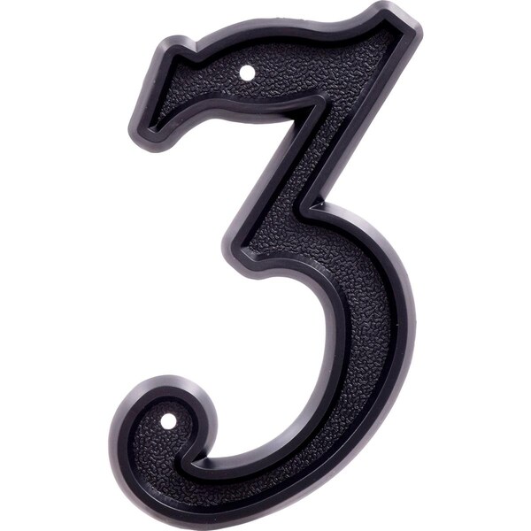 Hillman 6 in. Matte Black Plastic House Number - 3, 5PK - 844043