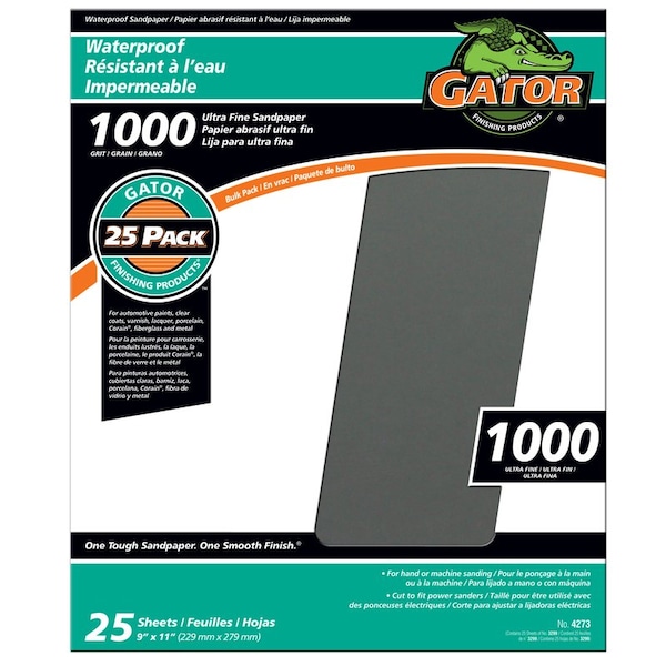 Gator Gator 11 in. L X 9 in. W 1000 Grit Silicon Carbide Waterproof Sandpaper 25 pk - 3299