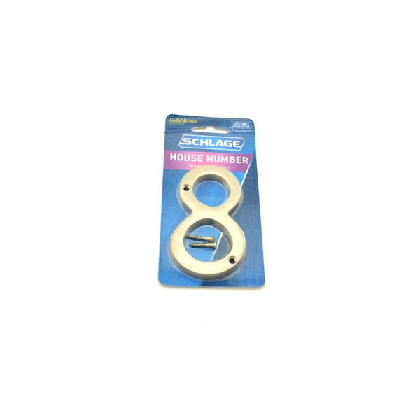 Schlage Residential Solid Brass Carded Classic House Number 8 Satin Nickel Finish - SC23086619