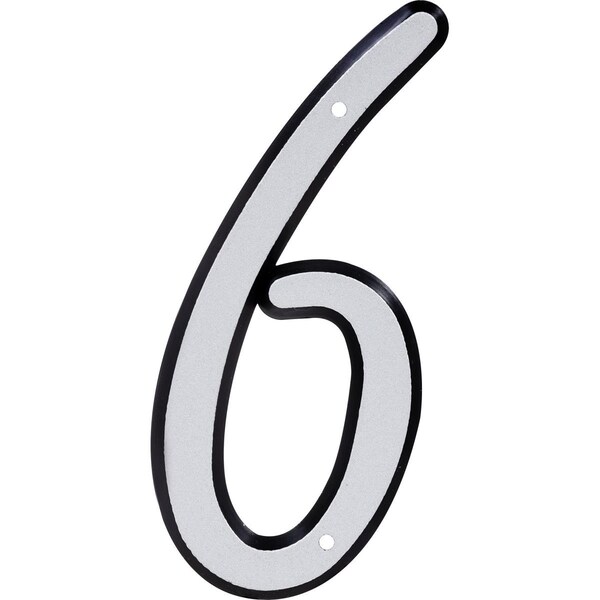 Hillman 4 in. Nail-On Reflective Plastic House Number - 6 -  3 Piece, 5PK - 841608