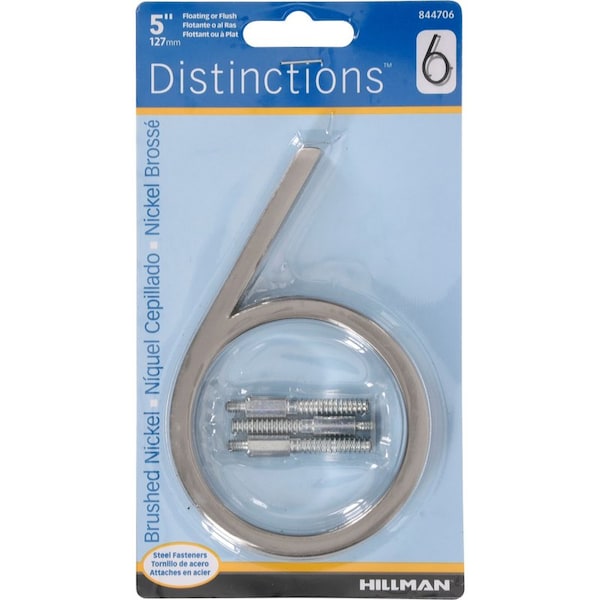 Hillman HILLMAN Distinctions 5 in. Silver Steel Screw-On Number 6 1 pc - 844706
