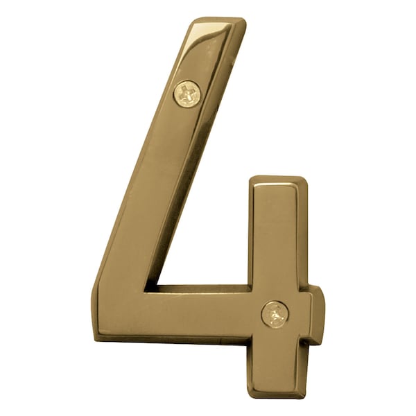 Hy-Ko 4In Polished Brass Number 4, 3PK - A30904