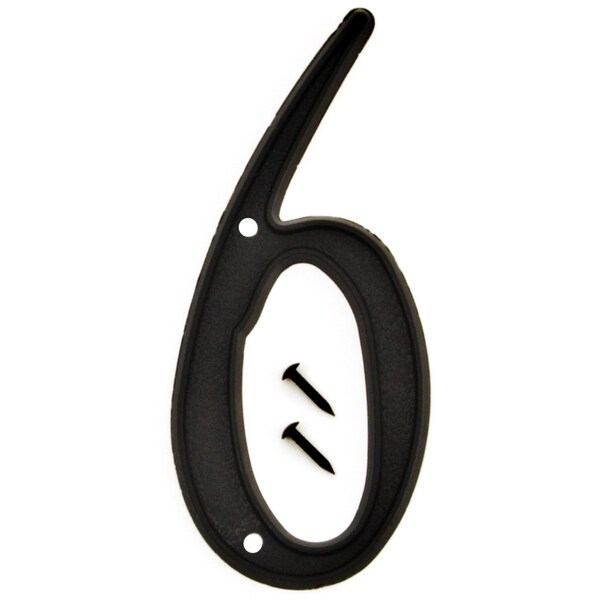 Hy-Ko 4In Black Plastic Number 6, 10PK - A10296