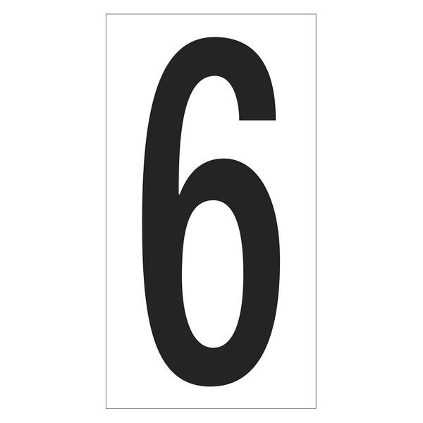 Partners Brand Vinyl Warehouse Number Labels, "6", 3 1/2", Black/White, 50/Case - DL9306