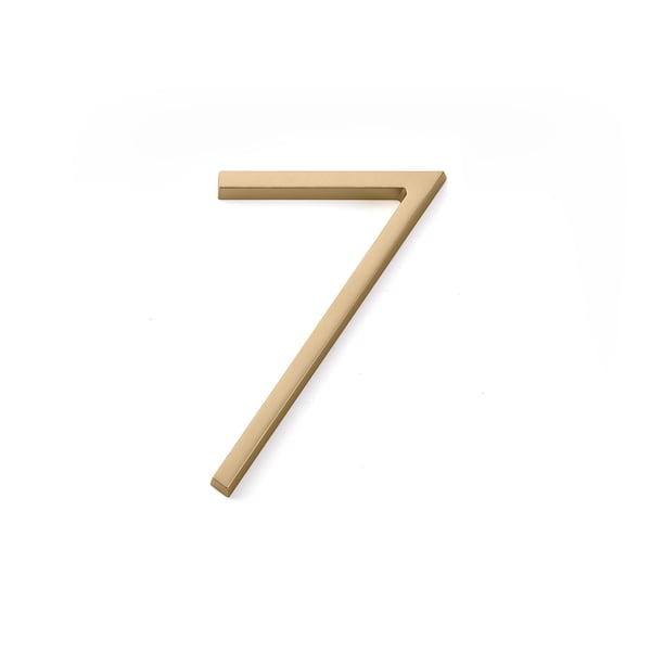 Emtek 7in Modern # 7 House Number Satin Brass Finish - 2837US4
