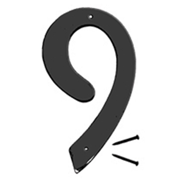 Hy-Ko 4 In Satin Black Finish Number 9, 5PK - A31309