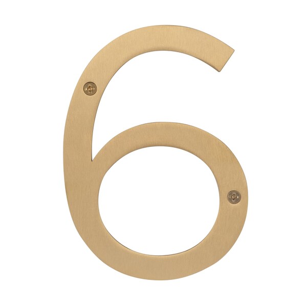 Sure-Loc Hardware Sure-Loc Hardware Stainless Steel House Number, 6, No. 6, Satin Brass - HNSS6-6 SB