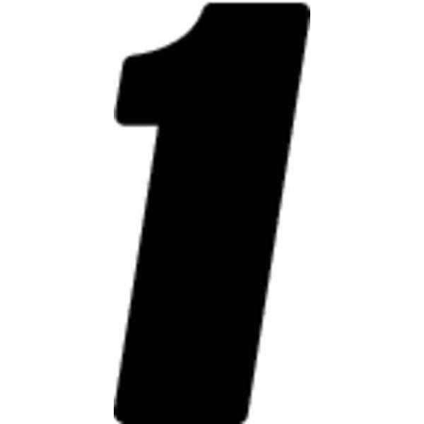Hardline Products Number Label, Vinyl, 5-1/2 in. H, No. 1, PK3 - DB53B-1