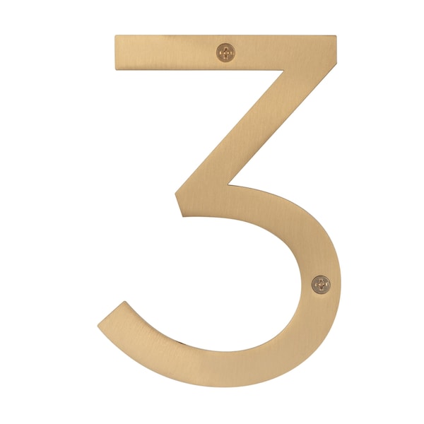 Sure-Loc Hardware Sure-Loc Hardware Stainless Steel House Number, 6, No. 3, Satin Brass - HNSS6-3 SB